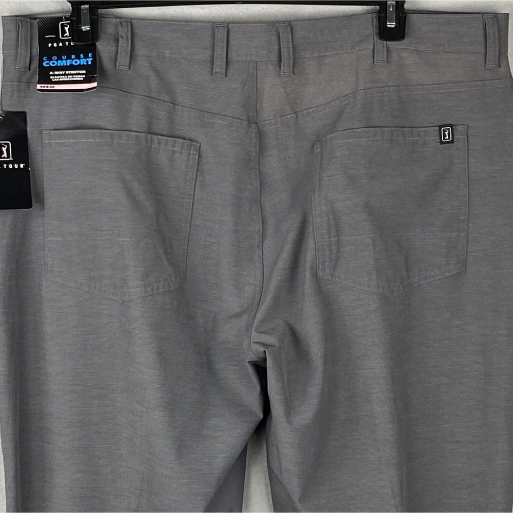 PGA Tour Men's 40"x32" Pants Dark Gray Heather Easy Care 4-Way Stretch NEW - Picture 6 of 12